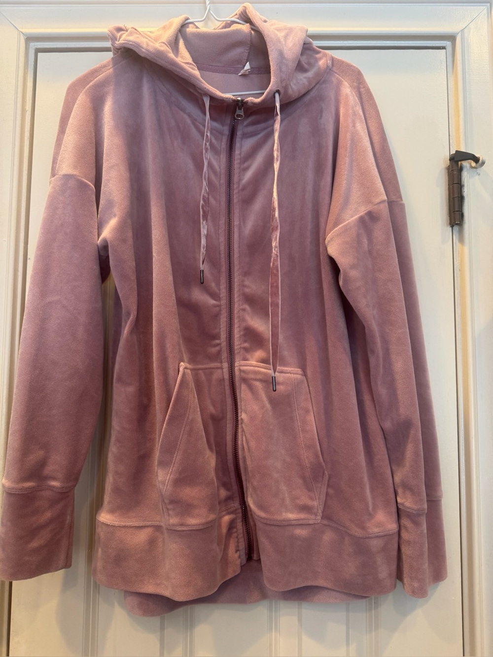 Women’s Pink Hooded Zip-Up Velour Jacket